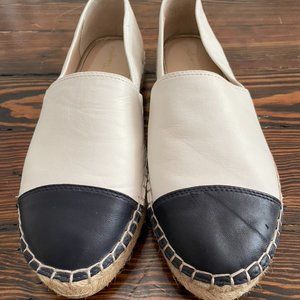 J. McGlaughlin White and Black Leather Espadrille